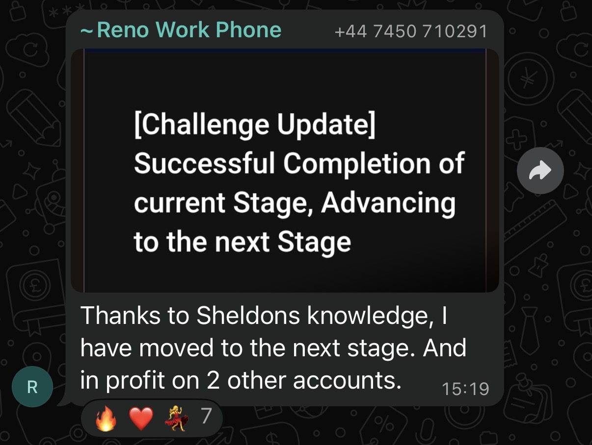 Trading challenge result screenshot from previous participant